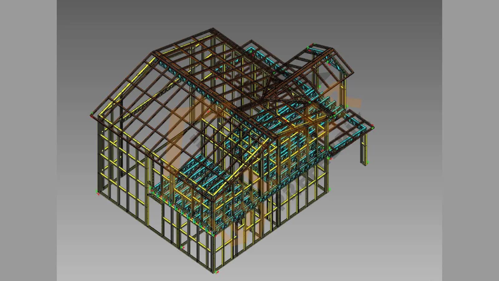 Çelik yapı statik modeli — görünüm 1