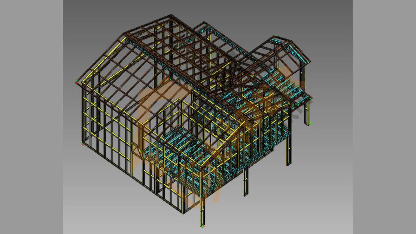 Çelik yapı statik modeli — görünüm 2